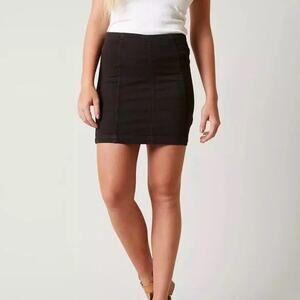 Free People Black Denim Mini Skirt Women’s Small High Rise Fitted